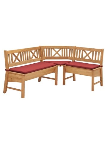 58 aufm Kessel ECKBANK Delbin 139 x 179 x 87 Massivholz Wildeiche geölt/Weinrot