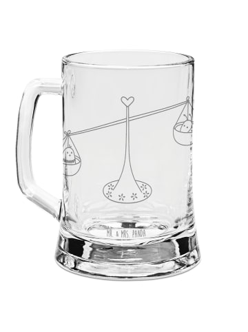 Mr. & Mrs. Panda Bierkrug Sternzeichen Waage ohne Spruch in Transparent