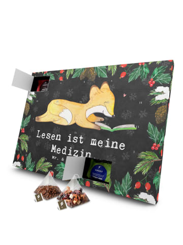 Mr. & Mrs. Panda Adventskalender Fuchs Lesen mit Spruch in Kreidetafel