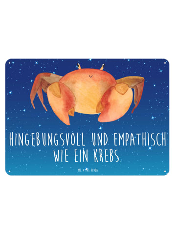Mr. & Mrs. Panda Blechschild Sternzeichen Krebs mit Spruch in Sternenhimmel Blau