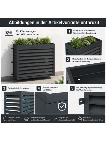 MCW Verkleidung für Klimaanlage/Wärmetauscher O43 mit Pflanzkasten, Grau-weiß