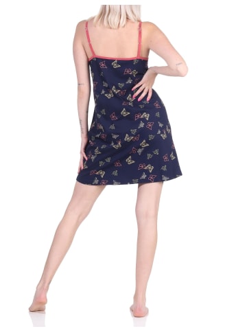 NORMANN Spaghetti Nachthemd Schmetterling - 73416 in blau