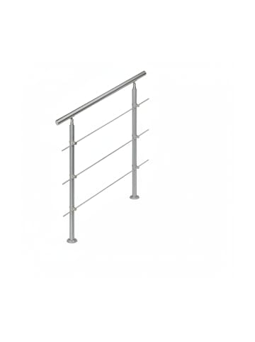 relaxdays Treppengeländer 3 Querstreben in Silber - (L)100 m x (H)108 cm