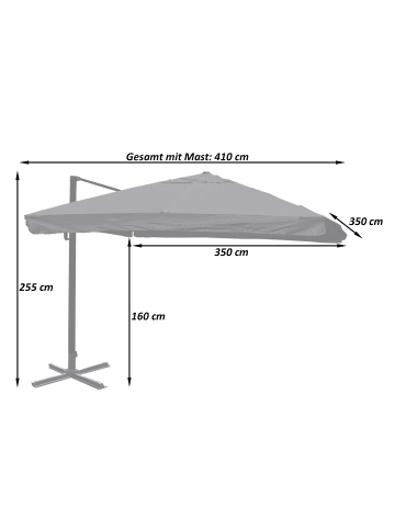 MCW Gastronomie-Ampelschirm A96, Flap, creme-grau mit Ständer, drehbar