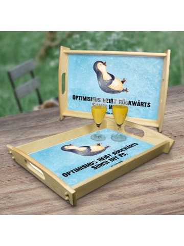 Mr. & Mrs. Panda sofatablett Pinguin Lachen mit Spruch in Eisblau