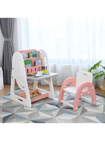 COSTWAY 2 in 1 Kindersitzgruppe mit Bücherregal in Orange