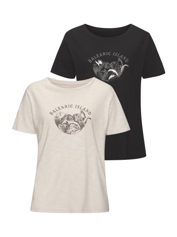 Vivance by Lascana T-Shirt in beige, schwarz