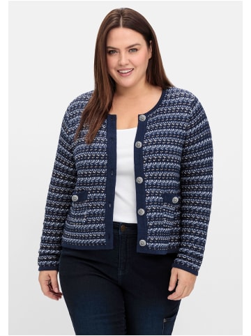 sheego Strickjacke in blau gemustert