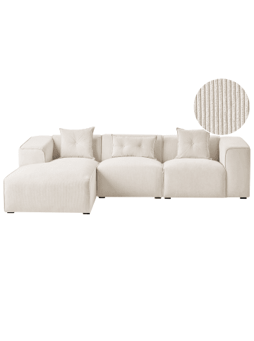 Beliani 3-Sitzer Sofa DOLVA in Weiß/Schwarz - (W) 294 x (H) 72 x (L) 170 cm rechtsseitig