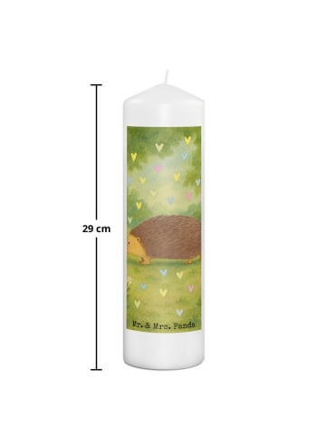 Mr. & Mrs. Panda Wachskerze Igel Herzen Design ohne Spruch in Weiß