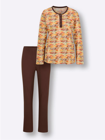 WITT WEIDEN Schlafanzug in elfenbein-schoko-bedruckt