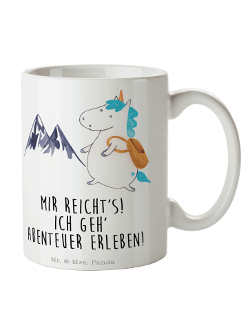 Mr. & Mrs. Panda Kaffeetasse Einhorn Bergsteiger mit Spruch in Weiß