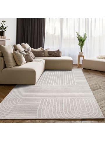 KADIMA DESIGN Teppich Kurzflor Abstrakt Wohnzimmer in Creme