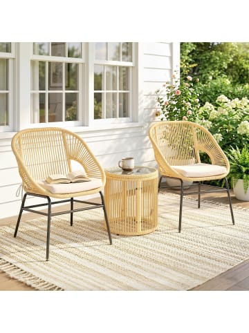Outsunny Rattan Bistroset,63cm x 73cm x 81cm,beige