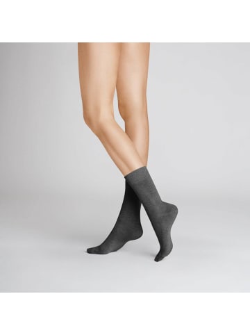 Hudson Socken Relax Cotton druckfreier Bund in Grau-mel.