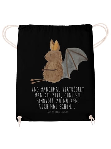 Mr. & Mrs. Panda Gymtasche Fledermaus Sitzen mit Spruch in Schwarz