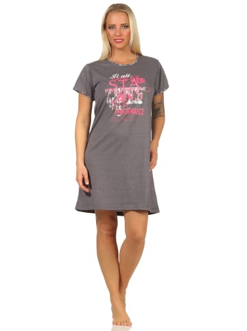 NORMANN kurzarm Nachthemd - 66898 in grau