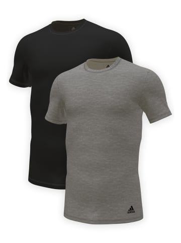 Adidas Sportswear Unterhemd / Shirt Kurzarm Active Flex Cotton 3 Stripes in Schwarz / Grau