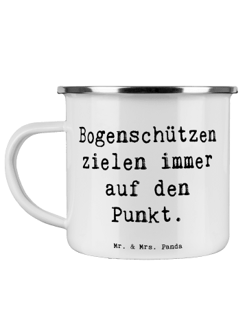 Mr. & Mrs. Panda Camping Emaille Tasse Spruch Bogenschützen Foku... in Weiß
