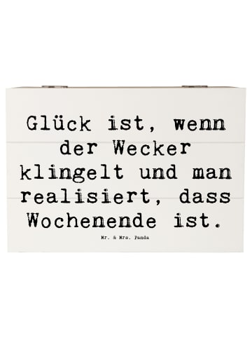 Mr. & Mrs. Panda box holz Spruch Glück am Wochenende mit Spruch in Weiß