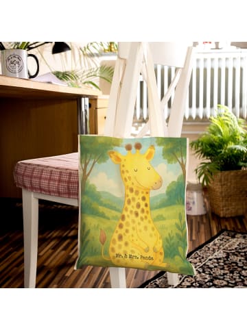 Mr. & Mrs. Panda Tote Bag Giraffe Zufrieden Design ohne Spruch in Weiß