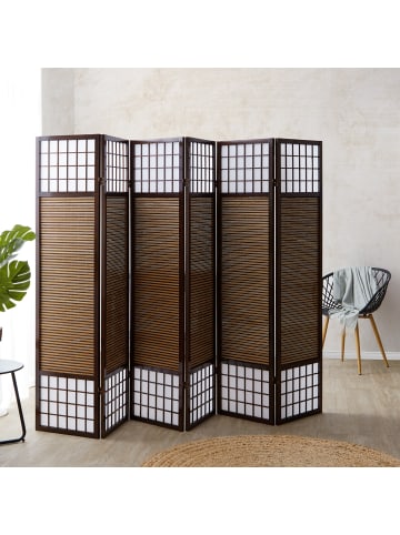 Homestyle4u 6-tlg. Paravent in Braun 264x175