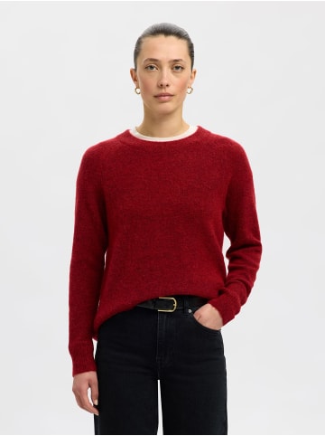 SELECTED FEMME Strick Pullover SLFLULU Wollpullover Rundhals Sweater in Bordeaux