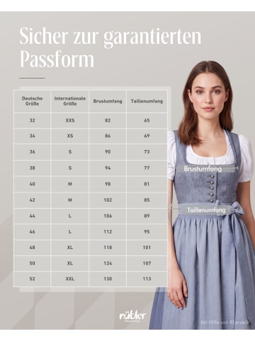 Nübler Midi Dirndl Elsa in Rauchblau