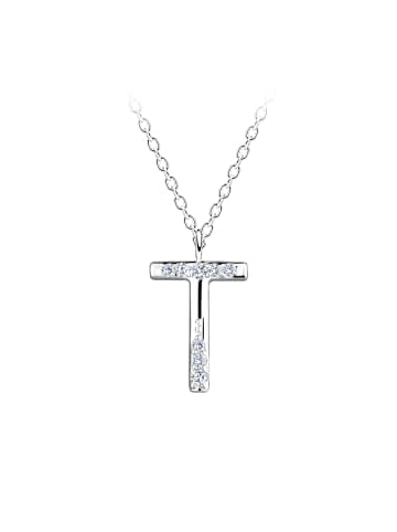 Alexander York Kette mit Buchstabenanhänger T aus 925 Sterling Silber, 2-tlg. in silber