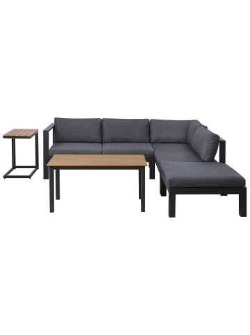 Beliani 4-tlg Sitzgruppe MESSINA in Schwarz/Grau/Braun