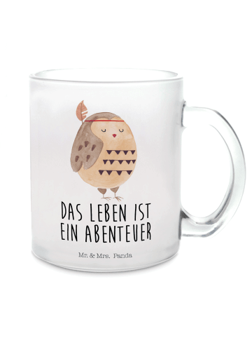 Mr. & Mrs. Panda Teetasse Eule Federschmuck mit Spruch in Transparent