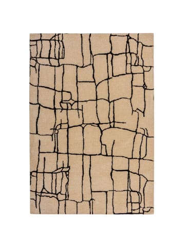 KADIMA DESIGN Teppich Kurzflor Bruchlinien Muster, Abstrakt, Wohnzimmer in Creme-Schwarz