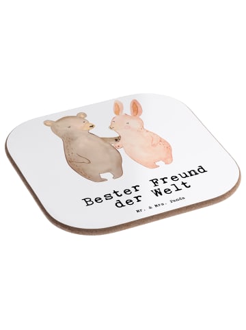 Mr. & Mrs. Panda Holzuntersetzer Hase Bester Freund der Welt mit... in Weiß