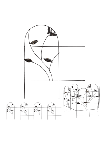 relaxdays 20tlg. Beetzaun Set in Schwarz - (B)1000 x (H)46 cm