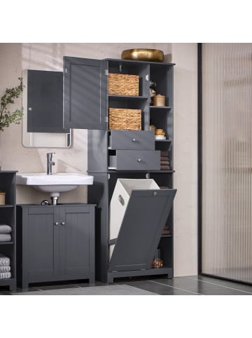 SoBuy Badezimmerschrank in Mattes Dunkelgrau - (W) 37 x (H) 170 x (L) 60 cm