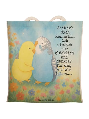 Mr. & Mrs. Panda Einkaufstasche Wellensittich Liebe Design mit S... in Weiß