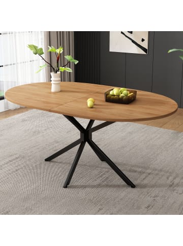 ABRIHOME Esstisch in Natur 120x80x75,5 cm mit Metallbeinen für 4-6 Personen