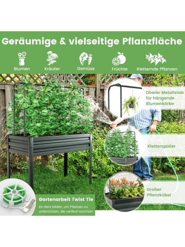 COSTWAY 3 in 1 Hochbeet mit Abdeckung und Spalier in Grün