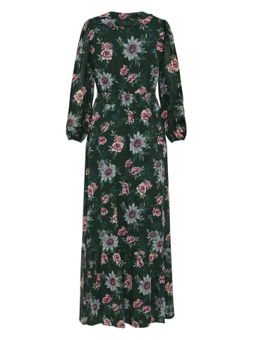 Zero  Maxikleid langarm mit Blumen in Dark Green/Pink
