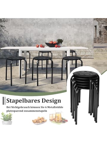COSTWAY 6er Set Sitzhocker in Schwarz