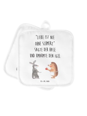 Mr. & Mrs. Panda Topflappen Hase Igel mit Spruch in Weiß