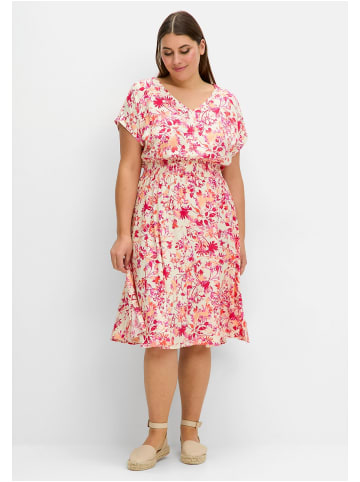 sheego Midikleid in champagner gemustert