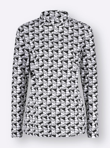 WITT WEIDEN Stehkragenshirt in schwarz-weiß-bedruckt