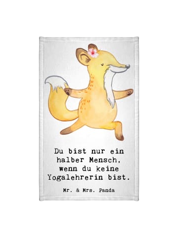 Mr. & Mrs. Panda Gästehandtuch Yogalehrerin Herz mit Spruch in Weiß
