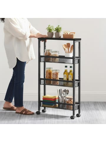relaxdays Nischenwagen in Schwarz - (B)13 x (H)77 x (T)45,5 cm
