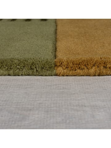 KADIMA DESIGN Wollteppich modern, abstrakt, rutschfest, Teppich 100% Wolle in Grün