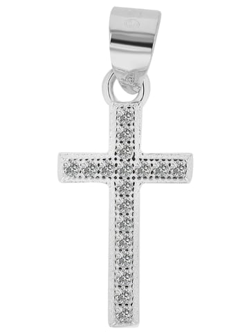Adeliás Damen Anhänger – Kreuz Kreuzanhänger aus 925 Silber mit Zirkonia in silber