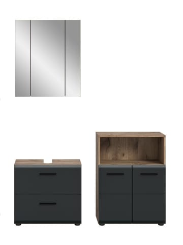 ebuy24 Badmöbelset Ice (3-teilig) Schwarz 135 x 30 cm