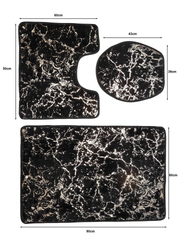 Zellerfeld 3-Teilig Marmour Badematte in Schwarz