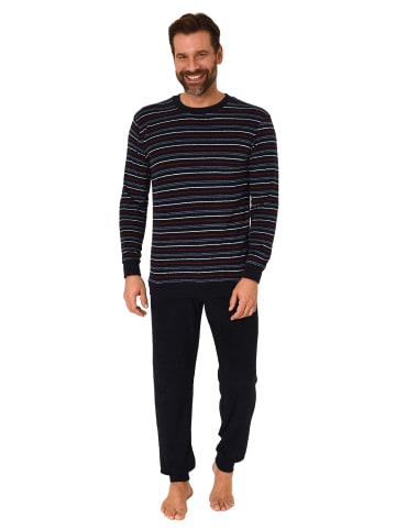 NORMANN Frottee Schlafanzug lang Pyjama RingelMuster - 82359 in rot